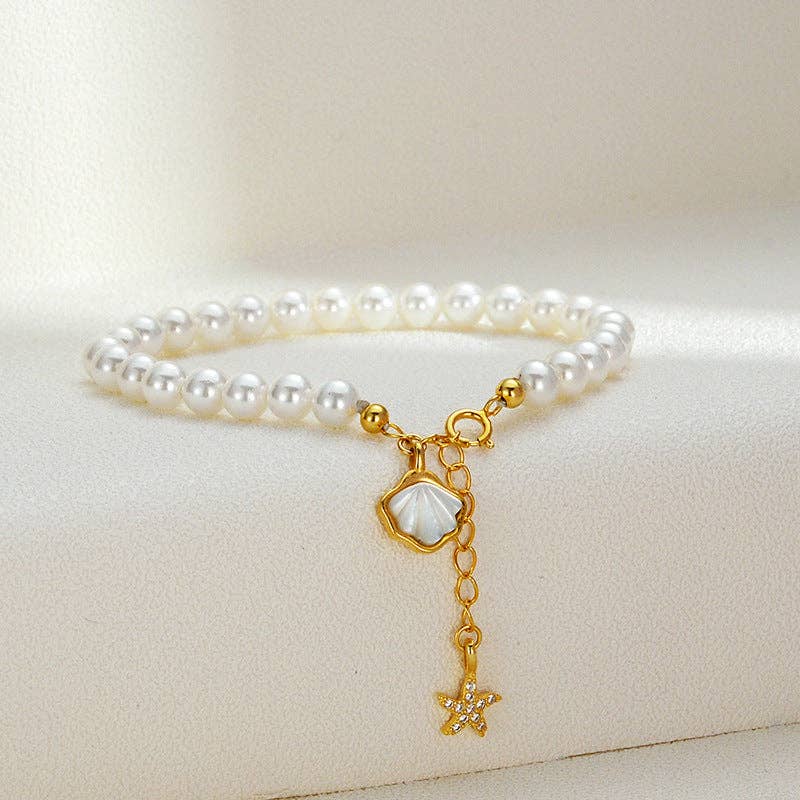 Seashell Starfish Pearl Bracelet