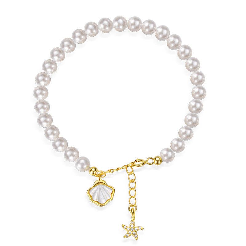 Seashell Starfish Pearl Bracelet